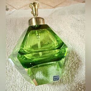 Green Hand Cut Art Deco Perfume Bottle
